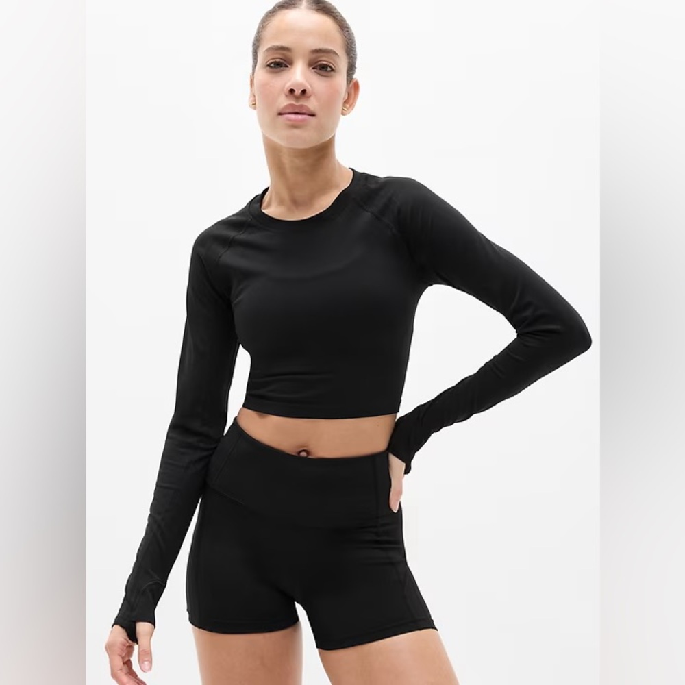 NWT Athleta Momentum Flex Seamless Long Sleeve Crop Top Size Small